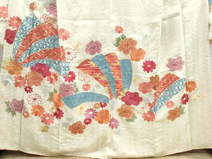 平和屋着物■豪華振袖　総刺繍　檜扇花文　金銀糸　正絹　逸品　DABH1357qa