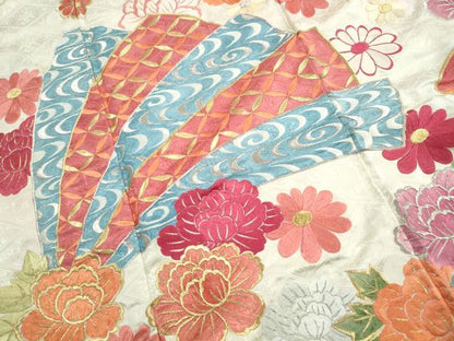 平和屋着物■豪華振袖　総刺繍　檜扇花文　金銀糸　正絹　逸品　DABH1357qa