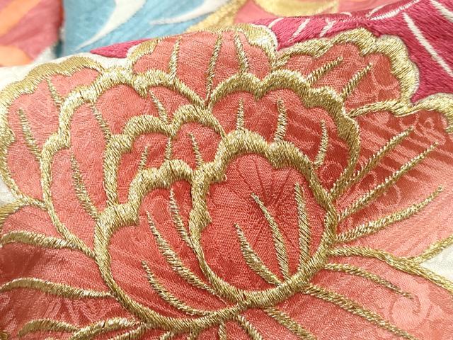平和屋着物■豪華振袖　総刺繍　檜扇花文　金銀糸　正絹　逸品　DABH1357qa