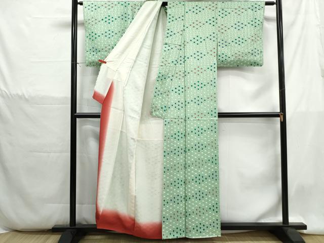 平和屋着物■上質な小紋　総絞り　菱繋ぎ　正絹　逸品　DABH1359qa