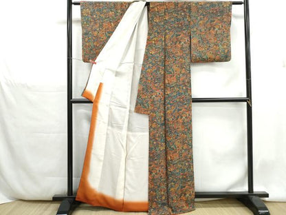平和屋着物■上質な小紋　更紗花文　暈し染め　正絹　逸品　DABH1368qa