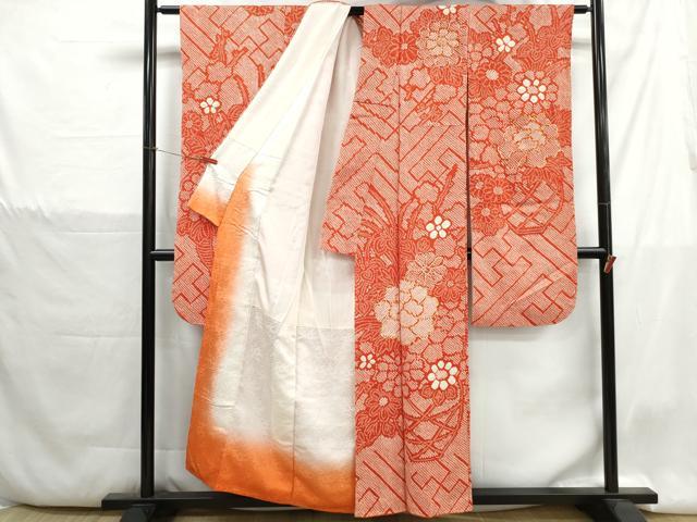 平和屋着物●豪華振袖　総絞り　駒刺繍　舞花文　牡丹　正絹　逸品　DABH1369qa