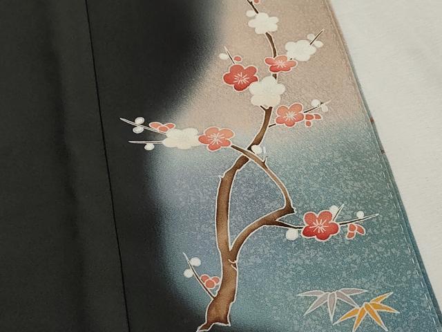 平和屋着物■染匠　久保耕　黒留袖　駒刺繍　花車文　松竹梅　暈し染め　金彩　正絹　逸品　DABH1370qa