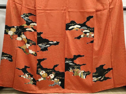 平和屋着物■訪問着　駒刺繍　雲取り花松文　金彩　正絹　逸品　DABH1372qa