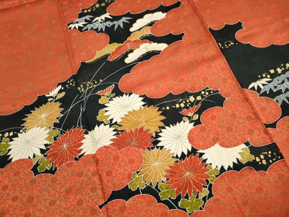 平和屋着物■訪問着　駒刺繍　雲取り花松文　金彩　正絹　逸品　DABH1372qa