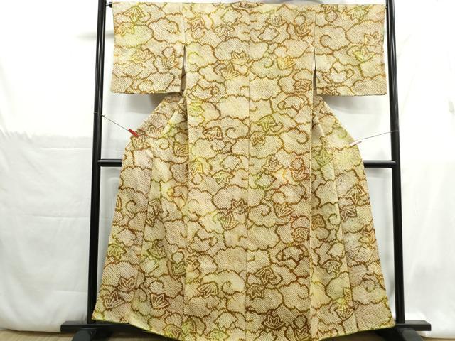 平和屋着物■上質な小紋　総絞り　唐草葉文　暈し染め　正絹　逸品　DABH1377qa