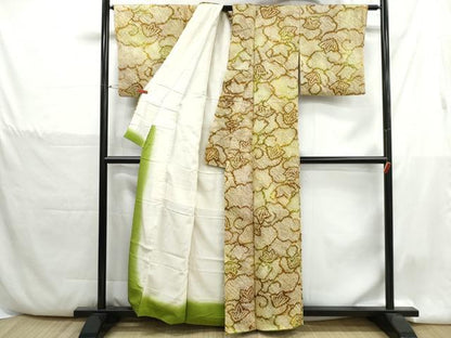 平和屋着物■上質な小紋　総絞り　唐草葉文　暈し染め　正絹　逸品　DABH1377qa