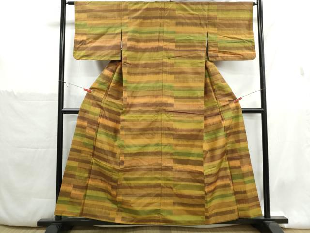 平和屋着物■上質な紬　横段文　正絹　逸品　DABH1378qa