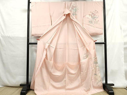 平和屋着物■訪問着　仮絵羽　友禅　風景花文　松竹梅　暈し染め　反端付き　逸品　未使用　DABH1383qa