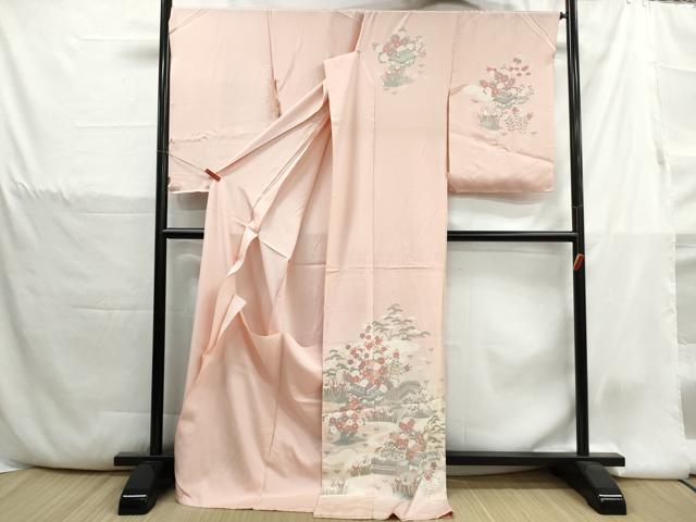 平和屋着物■訪問着　仮絵羽　友禅　風景花文　松竹梅　暈し染め　反端付き　逸品　未使用　DABH1383qa