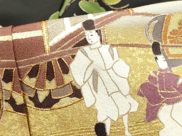 平和屋着物■豪華黒留袖　駒刺繍　人物風景文　金彩　反端付き　仮絵羽　正絹　逸品　未使用　DABH1384qa