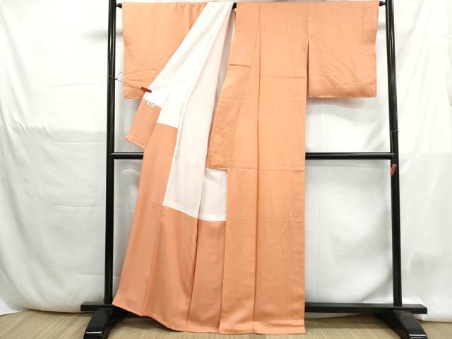 平和屋着物■上質な色無地　小花地紋　深支子色　正絹　逸品　DABH1385qa