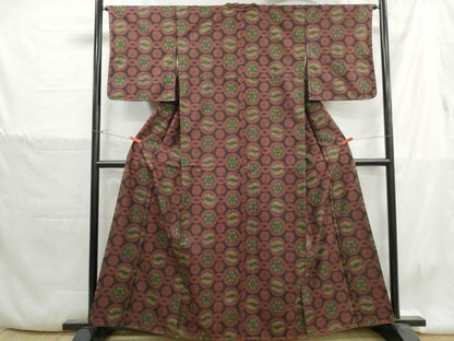 平和屋着物■本場大島紬　7マルキ　幾何学花文　正絹　逸品　DABH1387qa