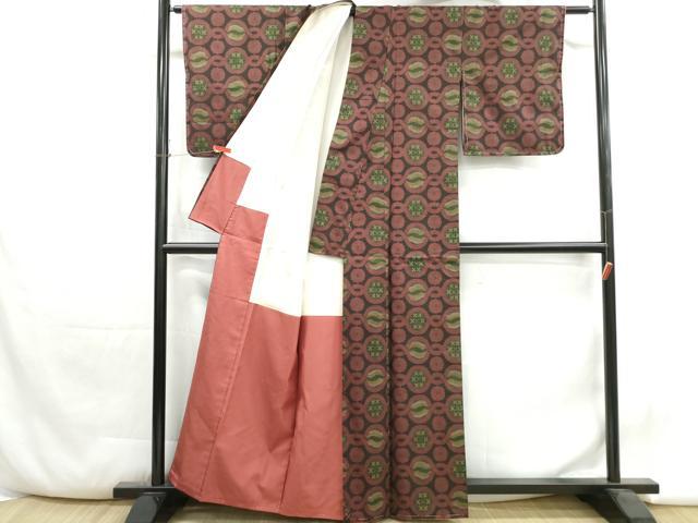 平和屋着物■本場大島紬　7マルキ　幾何学花文　正絹　逸品　DABH1387qa