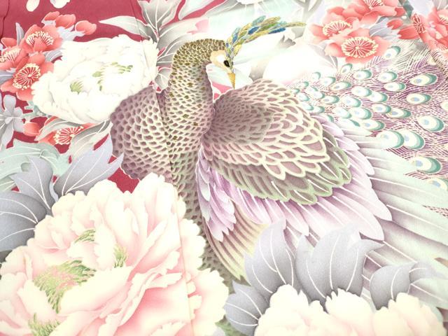 平和屋着物■豪華振袖　刺繍　孔雀枝花文　金彩　正絹　逸品　DABH1392qa
