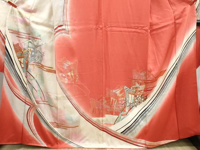 平和屋着物■豪華振袖　駒刺繍　御所車文　暈し染め　金銀彩　正絹　逸品　DABH1393qa