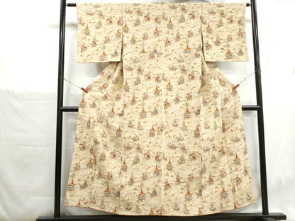 平和屋着物■上質な小紋　祇園祭　暈し染め　金彩　鬼しぼ縮緬　正絹　逸品　DABH1394qa