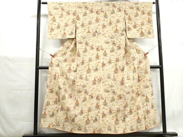 平和屋着物■上質な小紋　祇園祭　暈し染め　金彩　鬼しぼ縮緬　正絹　逸品　DABH1394qa