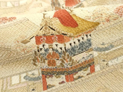 平和屋着物■上質な小紋　祇園祭　暈し染め　金彩　鬼しぼ縮緬　正絹　逸品　DABH1394qa
