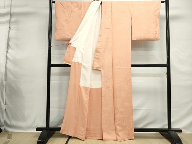 平和屋着物■上質な色無地　樹林地紋　洒落柿色　正絹　逸品　DABH1395qa