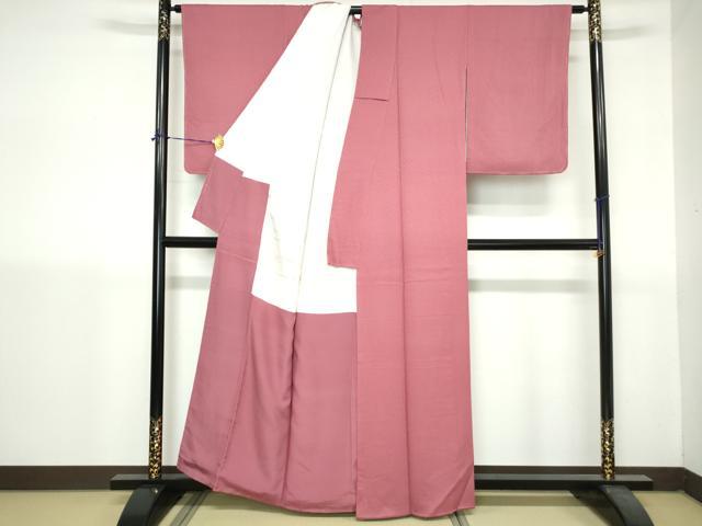 平和屋着物■上質な色無地　霞地紋　長春色　正絹　逸品　DABH1399qa