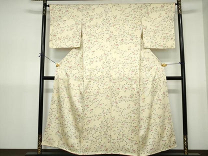 平和屋着物■上質な小紋　手描き　草花文　金彩　正絹　逸品　DABH1401qa