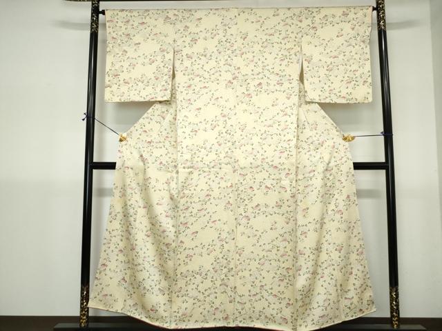 平和屋着物■上質な小紋　手描き　草花文　金彩　正絹　逸品　DABH1401qa