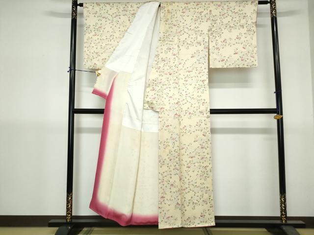 平和屋着物■上質な小紋　手描き　草花文　金彩　正絹　逸品　DABH1401qa