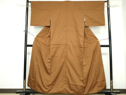 平和屋着物■上質な紬　変わり格子文　正絹　逸品　DABH1403qa