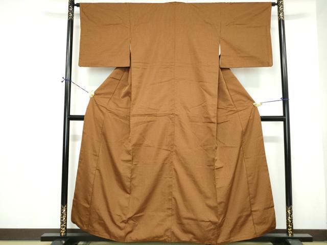 平和屋着物■上質な紬　変わり格子文　正絹　逸品　DABH1403qa