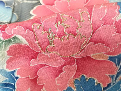 平和屋着物■豪華振袖　駒刺繍　風景花松文　牡丹　暈し染め　金彩　正絹　逸品　DABH1409qa