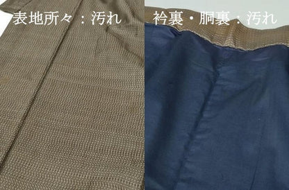 平和屋着物■男性　本場大島紬　格子文　正絹　逸品　DABH1413qa