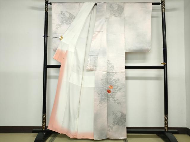 平和屋着物■中国三大刺繍　相良刺繍　訪問着　手描き　絵巻草花文　暈し染め　阪急百貨店扱い　正絹　逸品　DABH1416qa