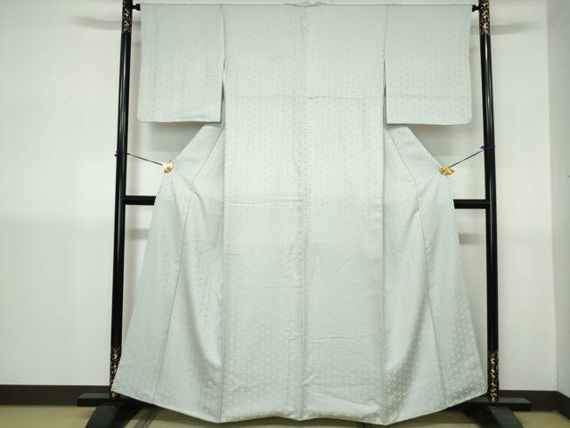 平和屋着物■上質な色無地　七宝花地紋　白藍色　正絹　逸品　DABH1417qa