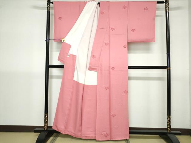 平和屋着物■上質な小紋　青海波文　甚三紅色　正絹　逸品　DABH1424qa