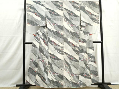 平和屋着物■上質な小紋　鬘帯花文　たたき染め　金彩　正絹　逸品　DABH1428qa
