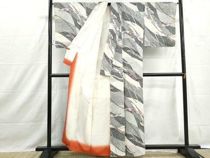 平和屋着物■上質な小紋　鬘帯花文　たたき染め　金彩　正絹　逸品　DABH1428qa