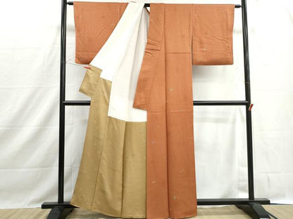 平和屋着物■上質な小紋　笹葉文　金彩　正絹　逸品　DABH1429qa