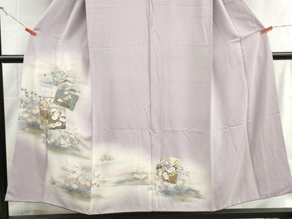 平和屋着物■訪問着　色紙草花文　暈し染め　金銀彩　正絹　逸品　DABH1432qa