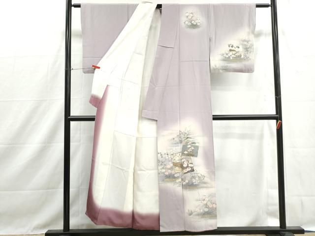 平和屋着物■訪問着　色紙草花文　暈し染め　金銀彩　正絹　逸品　DABH1432qa
