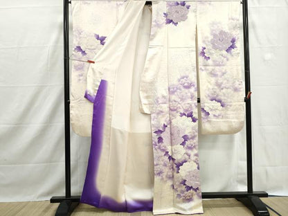 平和屋着物■豪華振袖　駒刺繍　草花文　牡丹　暈し染め　銀彩　やまと誂製　正絹　逸品　DABH1436qa