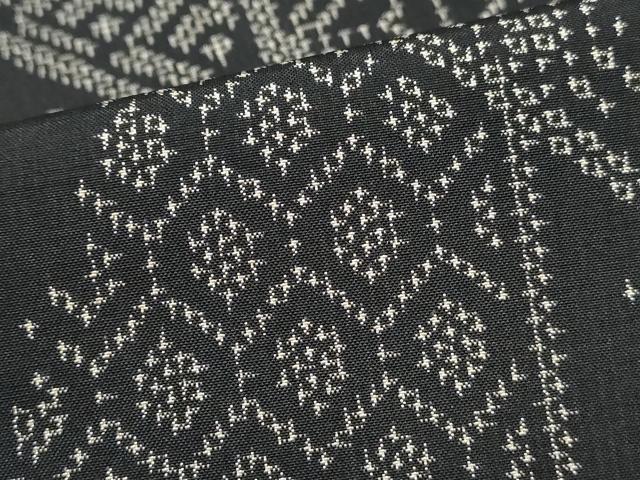 平和屋着物■上質な紬　幾何学青海波文　黒地　正絹　逸品　DABH1437qa
