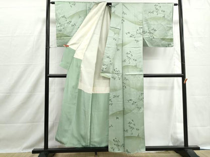 平和屋着物■上質な小紋　手描き　楓動物文　暈し染め　正絹　逸品　DABH1440qa