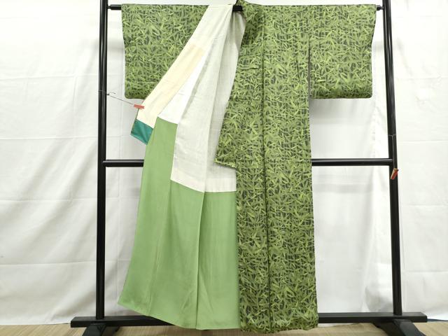 平和屋着物■上質な小紋　笹竹文　正絹　逸品　DABH1441qa