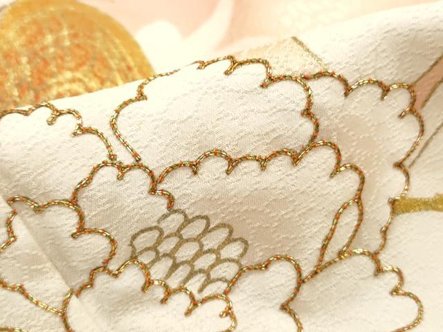 平和屋着物■訪問着　駒刺繍　御所車花文　牡丹　暈し染め　金彩　正絹　逸品　DABH1446qa