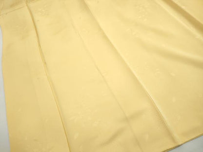 平和屋着物■上質な色無地　舞花地紋　卵色　正絹　逸品　DABH1447qa