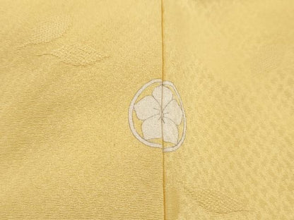 平和屋着物■上質な色無地　舞花地紋　卵色　正絹　逸品　DABH1447qa