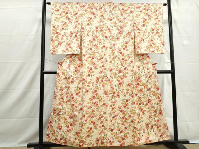 平和屋着物■上質な小紋　饅頭菊文　正絹　逸品　DABH1448qa