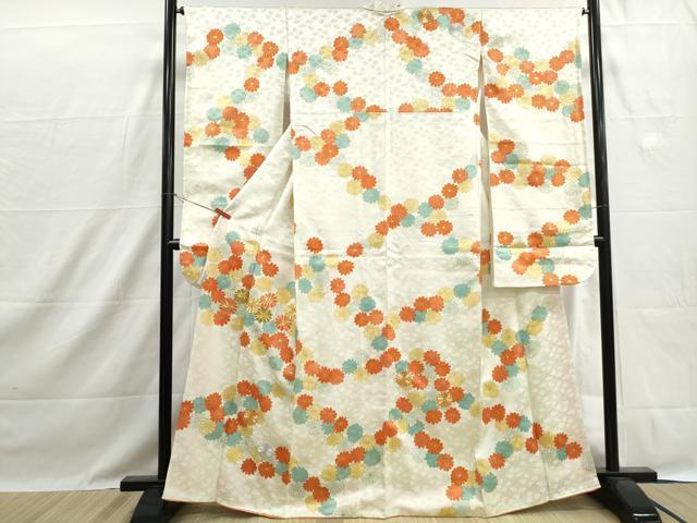 平和屋着物■豪華振袖　駒刺繍　菊尽くし　金彩　正絹　逸品　DABH1453qa　