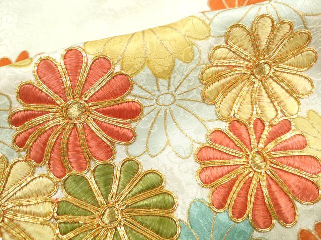 平和屋着物■豪華振袖　駒刺繍　菊尽くし　金彩　正絹　逸品　DABH1453qa　